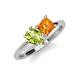 4 - Zoya Pear Shape Peridot & Princess Shape Citrine 2 Stone Duo Ring 