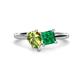1 - Zoya Pear Shape Peridot & Princess Shape Lab Created Emerald 2 Stone Duo Ring 