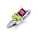 4 - Zoya Pear Shape Peridot & Princess Shape Rhodolite Garnet 2 Stone Duo Ring 