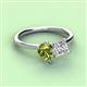 3 - Zoya Pear Shape Peridot & Princess Shape Certified Lab Grown Diamond 2 Stone Duo Ring 