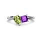 1 - Zoya Pear Shape Peridot & Princess Shape Amethyst 2 Stone Duo Ring 