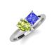 4 - Zoya Pear Shape Peridot & Princess Shape Tanzanite 2 Stone Duo Ring 