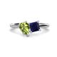 1 - Zoya Pear Shape Peridot & Princess Shape Lab Created Blue Sapphire 2 Stone Duo Ring 