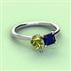 3 - Zoya Pear Shape Peridot & Princess Shape Lab Created Blue Sapphire 2 Stone Duo Ring 