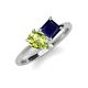 4 - Zoya Pear Shape Peridot & Princess Shape Lab Created Blue Sapphire 2 Stone Duo Ring 