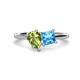 1 - Zoya Pear Shape Peridot & Princess Shape Blue Topaz 2 Stone Duo Ring 