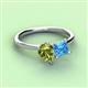 3 - Zoya Pear Shape Peridot & Princess Shape Blue Topaz 2 Stone Duo Ring 