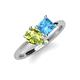 4 - Zoya Pear Shape Peridot & Princess Shape Blue Topaz 2 Stone Duo Ring 
