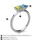5 - Zoya Pear Shape Peridot & Princess Shape Blue Topaz 2 Stone Duo Ring 