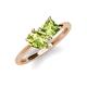 4 - Zoya Pear & Princess Shape Peridot 2 Stone Duo Ring 
