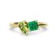 1 - Zoya Pear Shape Peridot & Princess Shape Lab Created Emerald 2 Stone Duo Ring 