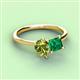 3 - Zoya Pear Shape Peridot & Princess Shape Lab Created Emerald 2 Stone Duo Ring 
