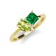 4 - Zoya Pear Shape Peridot & Princess Shape Lab Created Emerald 2 Stone Duo Ring 