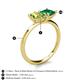 5 - Zoya Pear Shape Peridot & Princess Shape Lab Created Emerald 2 Stone Duo Ring 