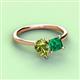3 - Zoya Pear Shape Peridot & Princess Shape Lab Created Emerald 2 Stone Duo Ring 