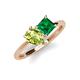 4 - Zoya Pear Shape Peridot & Princess Shape Lab Created Emerald 2 Stone Duo Ring 