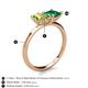 5 - Zoya Pear Shape Peridot & Princess Shape Lab Created Emerald 2 Stone Duo Ring 
