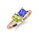 4 - Zoya Pear Shape Peridot & Princess Shape Tanzanite 2 Stone Duo Ring 