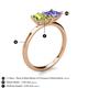 5 - Zoya Pear Shape Peridot & Princess Shape Tanzanite 2 Stone Duo Ring 