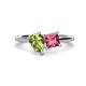 1 - Zoya Pear Shape Peridot & Princess Shape Pink Tourmaline 2 Stone Duo Ring 