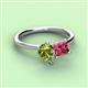 3 - Zoya Pear Shape Peridot & Princess Shape Pink Tourmaline 2 Stone Duo Ring 