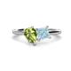 1 - Zoya Pear Shape Peridot & Princess Shape Aquamarine 2 Stone Duo Ring 