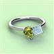 3 - Zoya Pear Shape Peridot & Princess Shape Aquamarine 2 Stone Duo Ring 