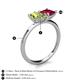 5 - Zoya Pear Shape Peridot & Princess Shape Lab Created Ruby 2 Stone Duo Ring 