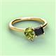 3 - Zoya Pear Shape Peridot & Princess Shape Black Diamond 2 Stone Duo Ring 