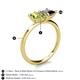 5 - Zoya Pear Shape Peridot & Princess Shape Black Diamond 2 Stone Duo Ring 