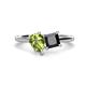 1 - Zoya Pear Shape Peridot & Princess Shape Black Diamond 2 Stone Duo Ring 