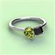 3 - Zoya Pear Shape Peridot & Princess Shape Black Diamond 2 Stone Duo Ring 