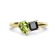 1 - Zoya Pear Shape Peridot & Princess Shape Black Diamond 2 Stone Duo Ring 