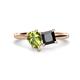 1 - Zoya Pear Shape Peridot & Princess Shape Black Diamond 2 Stone Duo Ring 