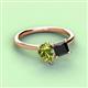 3 - Zoya Pear Shape Peridot & Princess Shape Black Diamond 2 Stone Duo Ring 