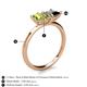 5 - Zoya Pear Shape Peridot & Princess Shape Black Diamond 2 Stone Duo Ring 