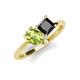 4 - Zoya Pear Shape Peridot & Princess Shape Black Diamond 2 Stone Duo Ring 