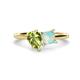 1 - Zoya Pear Shape Peridot & Princess Shape Lab Created Opal 2 Stone Duo Ring 