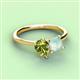 3 - Zoya Pear Shape Peridot & Princess Shape Lab Created Opal 2 Stone Duo Ring 