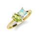 4 - Zoya Pear Shape Peridot & Princess Shape Lab Created Opal 2 Stone Duo Ring 