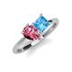 4 - Zoya Pear Shape Pink Tourmaline & Princess Shape Blue Topaz 2 Stone Duo Ring 
