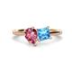 1 - Zoya Pear Shape Pink Tourmaline & Princess Shape Blue Topaz 2 Stone Duo Ring 
