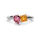 1 - Zoya Pear Shape Pink Tourmaline & Princess Shape Citrine 2 Stone Duo Ring 