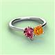 3 - Zoya Pear Shape Pink Tourmaline & Princess Shape Citrine 2 Stone Duo Ring 