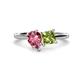 1 - Zoya Pear Shape Pink Tourmaline & Princess Shape Peridot 2 Stone Duo Ring 