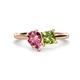 1 - Zoya Pear Shape Pink Tourmaline & Princess Shape Peridot 2 Stone Duo Ring 