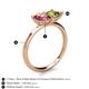 5 - Zoya Pear Shape Pink Tourmaline & Princess Shape Peridot 2 Stone Duo Ring 