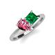 4 - Zoya Pear Shape Pink Tourmaline & Princess Shape Lab Created Emerald 2 Stone Duo Ring 