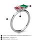 5 - Zoya Pear Shape Pink Tourmaline & Princess Shape Lab Created Emerald 2 Stone Duo Ring 