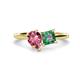 1 - Zoya Pear Shape Pink Tourmaline & Princess Shape Lab Created Alexandrite 2 Stone Duo Ring 